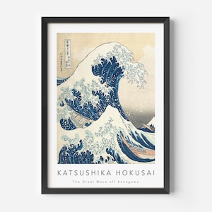 Japanese art, Great Wave of Kanagawa, MidCentury Art Poster, Famous Painting, Famous Artist Wall Decor, Museum Wall Art, Exhibition Art