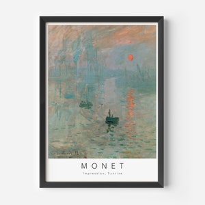 Claude Monet, Impression, Sunrise, MidCentury Art Poster, Famous Painting, Famous Artist Wall Decor, Museum Wall Art, Exhibition Art