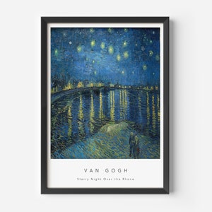 Vincent Van Gogh, Starry Night, Mid-Century Art Poster, Famous Painting, Famous Artist Wall Decor, Museum Wall Art, Exhibition Art