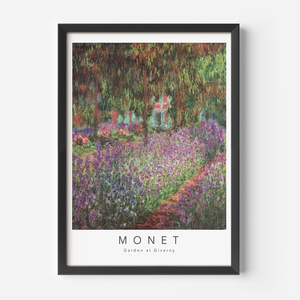 Claude Monet, jardin de Giverny, affiche d'art du milieu du siècle, peinture célèbre, décor mural d'artiste célèbre, art mural de musée, art d'exposition