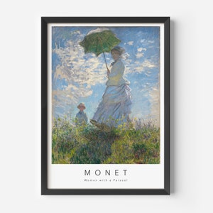 Claude Monet, Women with Parasol, Madame, MidCentury Art Poster, Famous Painting, Famous Artist Wall Decor, Museum Wall Art, Exhibition Art