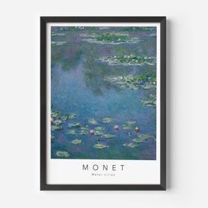 Claude Monet, Water Lilies, MidCentury Art Poster, Famous Painting, Famous Artist Wall Decor, Museum Wall Art, Exhibition Art