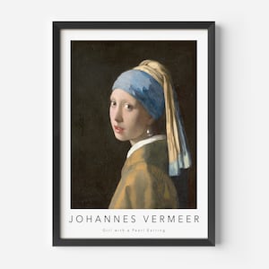 Johannes Vermeer, Girl with Pearl Earring, MidCentury Art Poster, Famous Painting, Famous Artist Wall Decor, Museum Wall Art, Exhibition Art