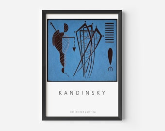 Wassily Kandinsky onvoltooide print, moderne kunst uit het midden van de eeuw, museummuurdecoratie