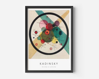 Kandinsky-print met cirkels in een cirkel, moderne kunst uit het midden van de eeuw