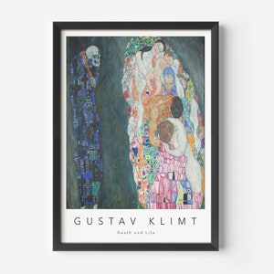 Gustav Klimt, Death and Life, MidCentury Art Poster, Famous Painting, Famous Artist Wall Decor, Museum Wall Art, Exhibition Art