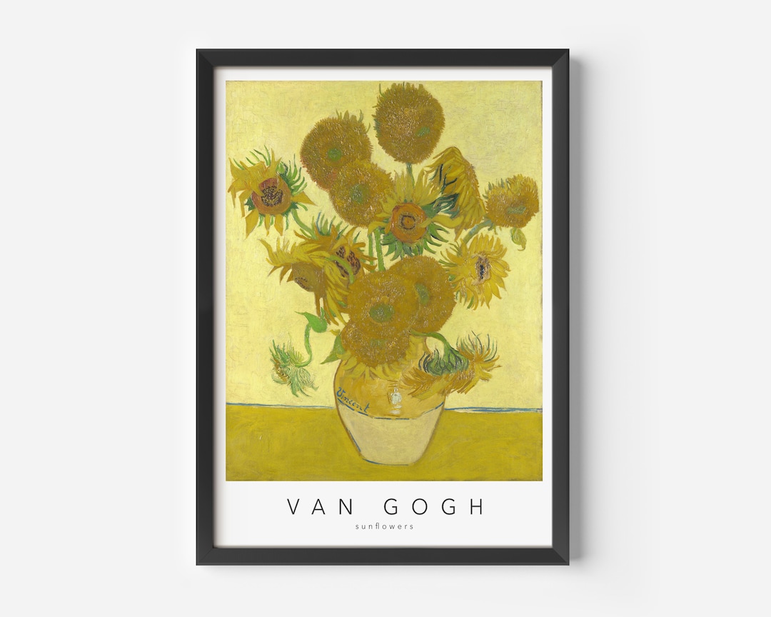 Vincent Van Gogh, Sunflowers, Midcentury Art Poster, Famous Painting