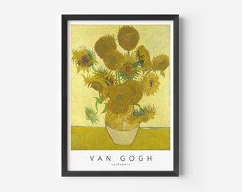Vincent Van Gogh, Sunflowers, Mid-Century Art Poster, Famous Painting, Famous Artist Wall Decor, Museum Wall Art, Exhibition Art