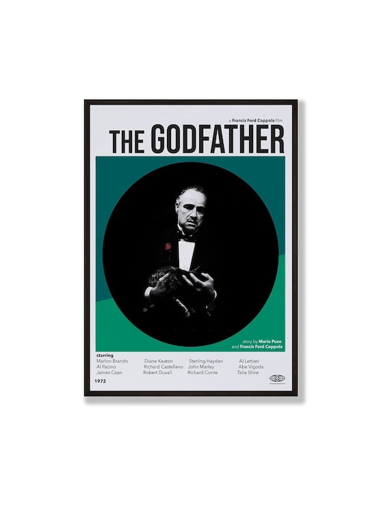 The Godfather Movie Print, Minimalist Retro Poster, Mid-Century Modern Art