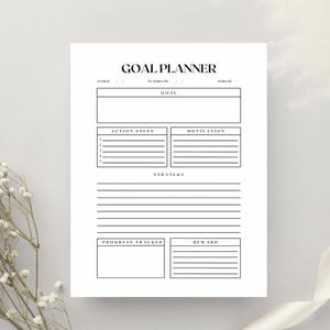 Printable Goal Planner | Minimalist Goal Setting Template | US Letter PDF | Productivity Digital Download