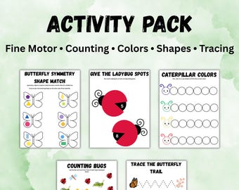 Insect Activity Pack for Toddlers and Preschool | Fine Motor Worksheets (Digital Download)