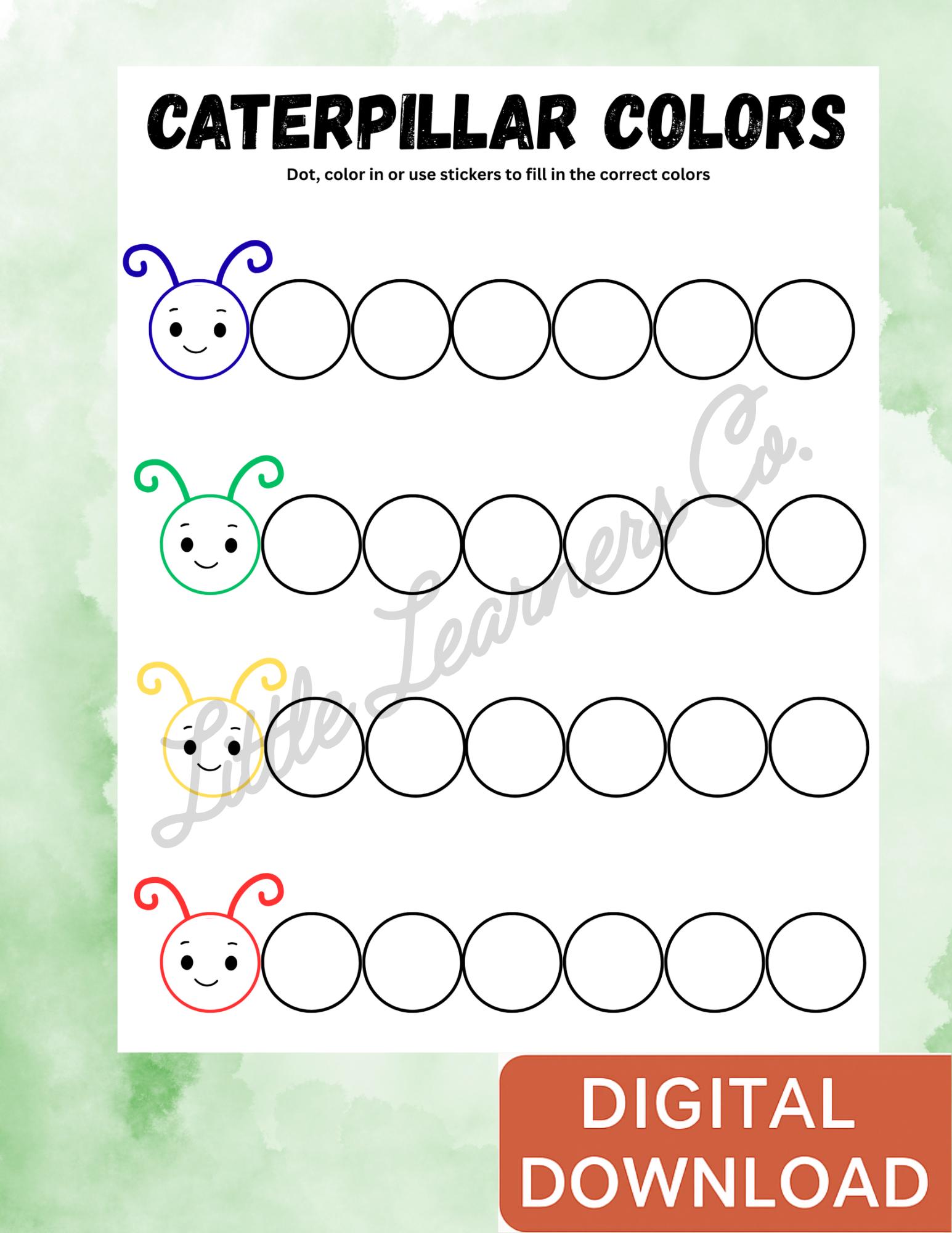 Caterpillar Colors Activity | Color Matching Worksheet | Dot Marker ...