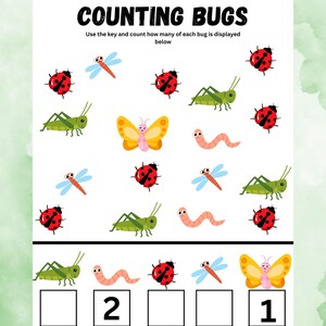 Counting Bugs Worksheet | Preschool Counting Activity | Insect Math ...