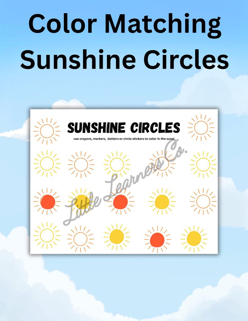 Sunshine Circles | Toddler Color Matching Activity | Dot Marker Colors ...