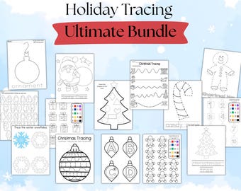 Holiday Tracing Worksheets for Toddlers, Christmas Tracing Activities, Fine Motor Practice Ultimate Printable Bundle