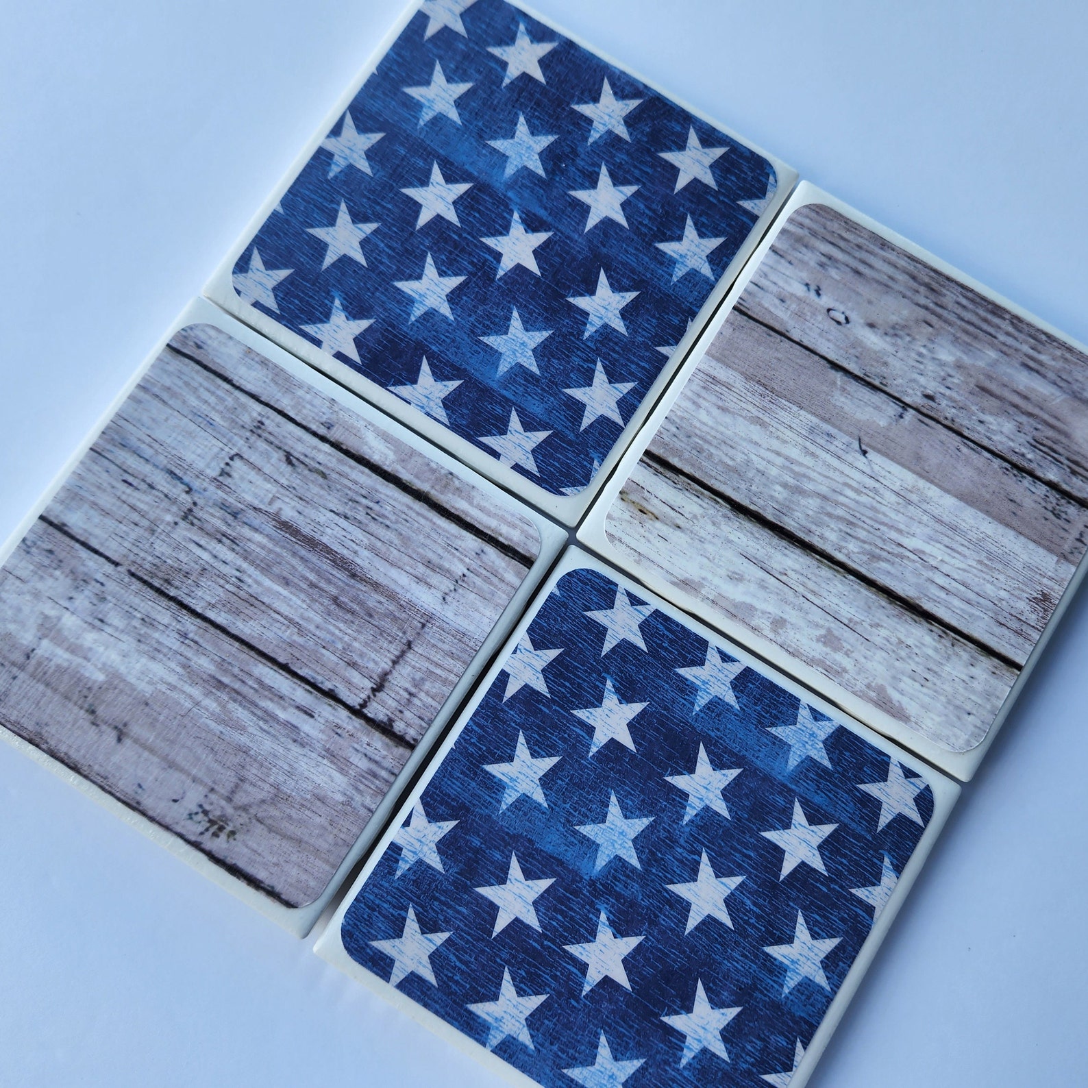 Barn Board Ceramic Coaster Set - Farmhouse Styled Ceramic Coaster Set ...