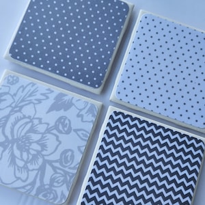 Farmhouse styled coaster set - Set of 4 - Farmhouse coasters - Farmhouse pattern - Gray and White - Drink coasters