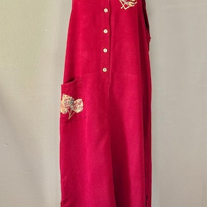 Vestido estilo jersey vintage de rayón de Sag Harbor: pechera roja con botones, talla 14