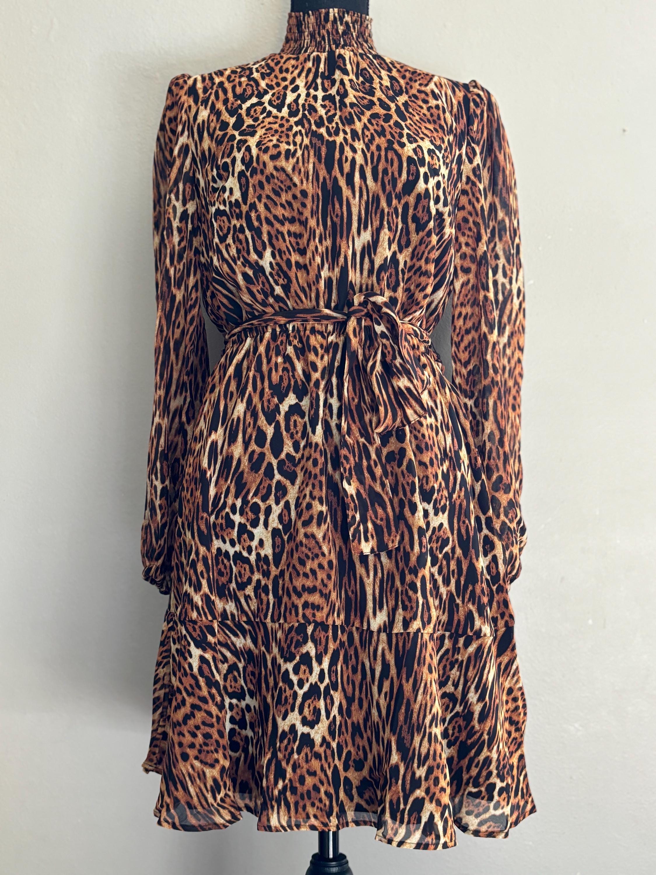 strapless open back dress Bandeau Draped Skirt Mini Dress in Rose Leopard Print - XL / Plus Cup main image 0