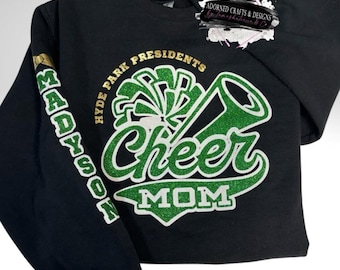 Custom Cheer Mom Sweatshirt: Faux Glitter, Personalized Name