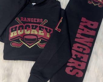 Custom Youth Hockey Sweatsuit: With or Without Glitter Hoodie & Sweatpants