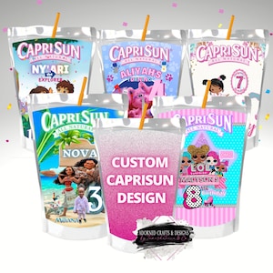 Customized  Caprisun | Personalized Favors | Caprisun Labels| Digital | Printed, Assembled & Shipped