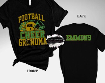 Custom Football and Cheer Grandma | Personalized Football and Cheer T-Shirt | Cheer T-Shirt | Football T-shirt | Spirit Tee