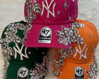 Customizable Rhinestone Baseball Cap: NY Bling Hat