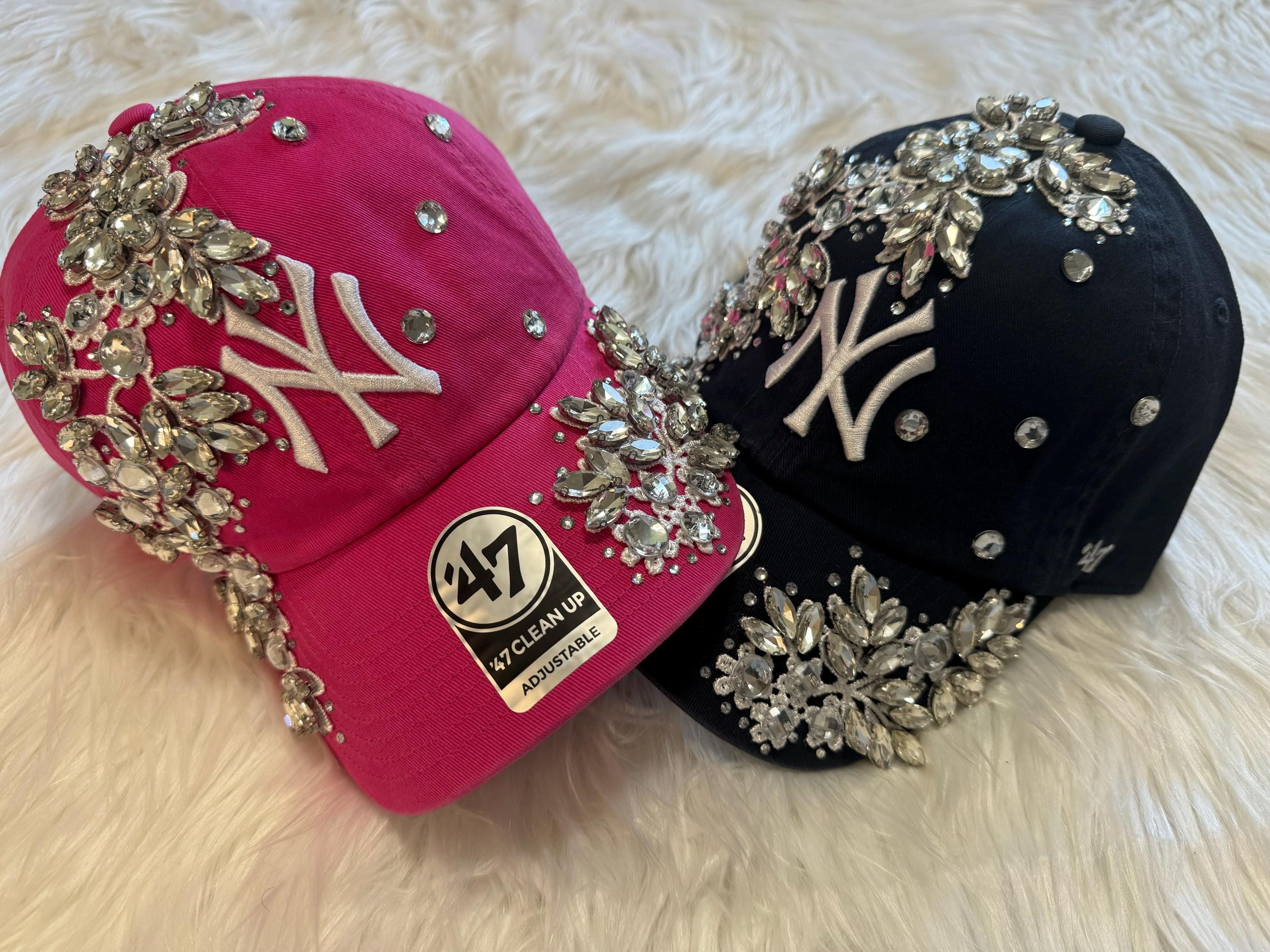 Customizable Rhinestone Baseball Cap: NY Bling Hat - Etsy display picture 1