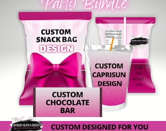 Personalized Party Favor Bundle: Custom Snack Bags & CapriSuns