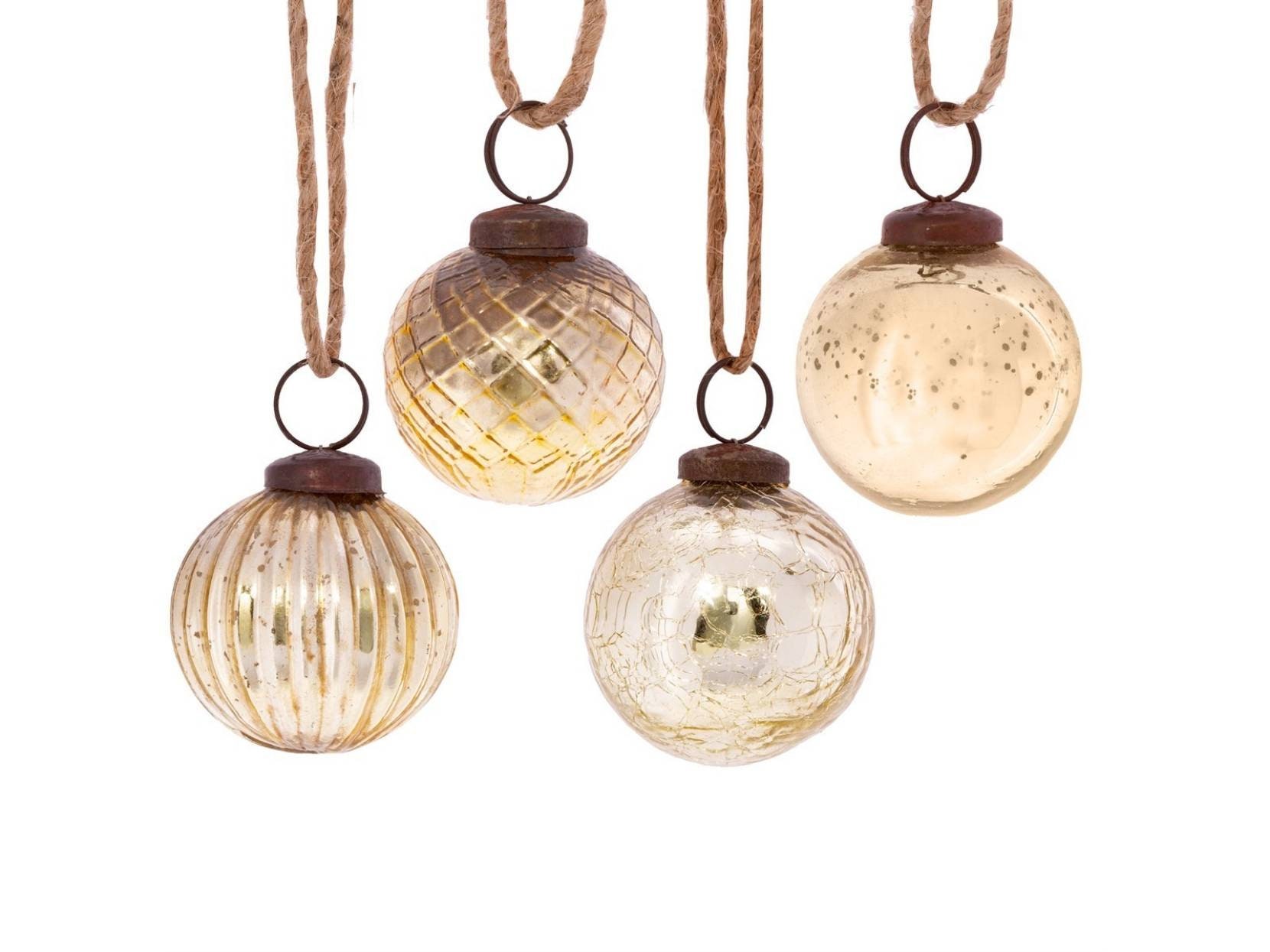 Gold Crackle Glass Bauble Set of 4 Christmas Tree Baubles Etsy UK
