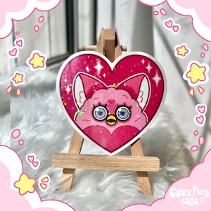 Heart Furb Sticker | Water Resistant Holographic Vinyl Sticker, Halloween Gift, Spooky,  Stationary, Water bottle and Laptop Decal