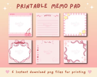 Kawaii Printable Memo Pad | Journal Scrapbook Digital Download