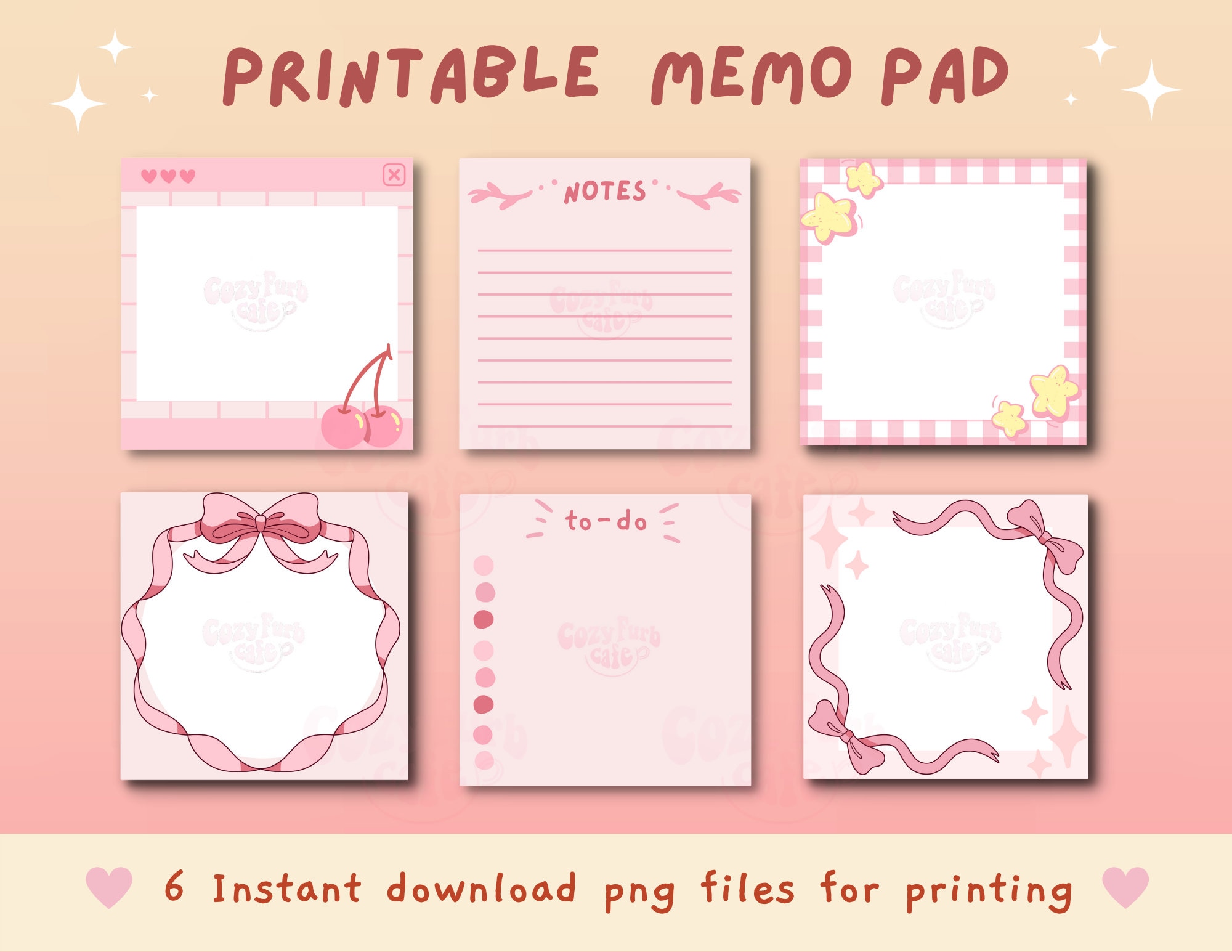 Kawaii Printable Memo Pad Journal Scrapbook Digital Download Etsy