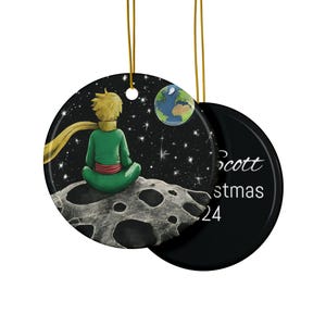 Personalized The Little Prince / Le Petit Prince Double-Sided Ceramic Ornament; Custom Text On Back, Great Gift for Grandparents