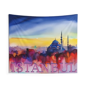 ISTANBUL Abstract Watercolor Wall Tapestry Wall Hanging Dorm Room