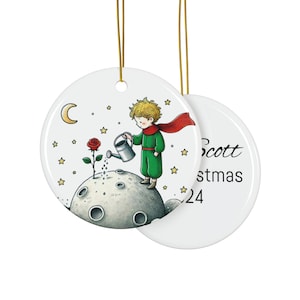 Ceramic Ornaments, Personalized Little Prince Double-Sided Ornament, Grandparents Gift, New Baby, Le Petit Prince Decor, Custom Text