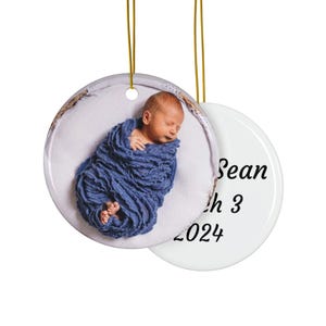 Personalized Ceramic Ornaments, Christmas Family Ornaments, Double-Sided Custom Photo & Text, Baby&#39;s First Christmas, Great Gift Idea