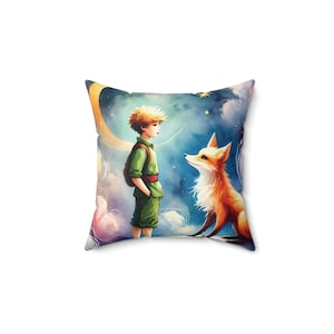 The Little Prince Spun Polyester Square Pillow - Nursery, Child&#39;s Room, Dreamy Abstract Watercolor