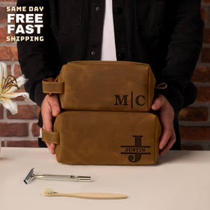 Neceser de cuero personalizado, regalo para el Día del Padre, regalo de aniversario para el esposo, regalo para el novio, regalo para el abuelo.