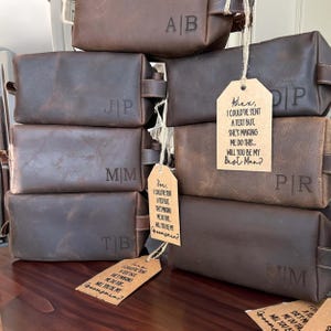 Personalized Groomsmen Gifts Leather Toiletry Bag, Best Man Proposal