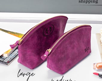Neceser de cuero personalizado, regalo para damas de honor, detalle personalizado para la fiesta nupcial, regalo de boda para ella.