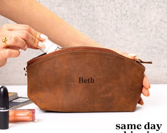 Personalized Women Makeup Bag with Engraved Lock,Leather Cosmetic Bag with Personalization,custom makeup bag, floral makeup bag, make up bag