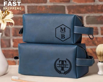 Personalized Leather Dopp Kit, Mens Leather Toiletry Bag, Engraved Leather Toiletry Bag, Groomsmen Gift, Best Man Gift, Gift for Him