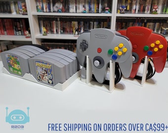Combo Set of 1 Flat Display for Nintendo 64 games & 2 Controller stands (1 to 26 Cartridges)