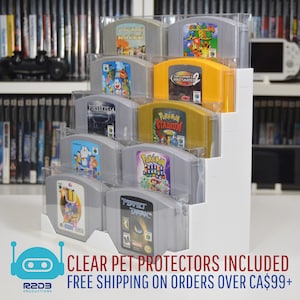 Nintendo 64 N64 ゲーム用ディスプレイ、PET ゲームプロテクター付属 (カートリッジ 1 ～ 16 個)