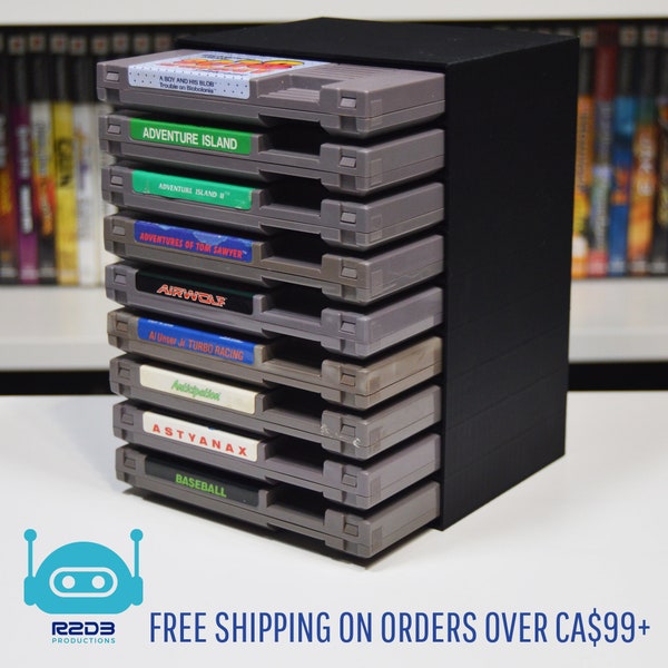 1 riga - Display rack NES per Nintendo Entertainment System (giochi SENZA MANICHE - da 1 a 15 cartucce)