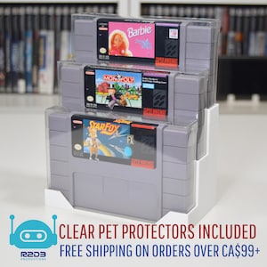 スーパー ニンテンドー SNES NTSC (北米) ゲーム用ディスプレイ、PET ゲーム プロテクター付属 (カートリッジ 1 ～ 16 個)