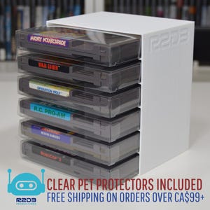 任天堂エンターテイメント システム NES ゲーム用ラック ディスプレイ、PET ゲーム プロテクター付属 (カートリッジ 1 ～ 24 個)