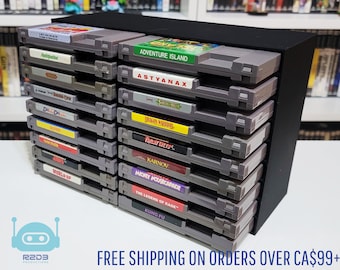 2 Rows - Nintendo Entertainment System NES Rack Display (Games NOT SLEEVED - 2 to 30 Cartridges)